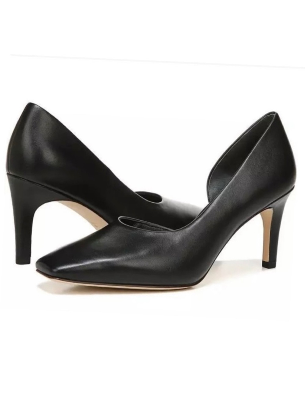 🪢 VINCE Tiana Square-Toe Leather Pumps in Black 7 NEW $350
